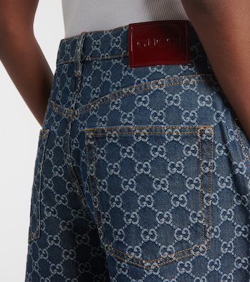 Bermudas de denim con piel | Gucci