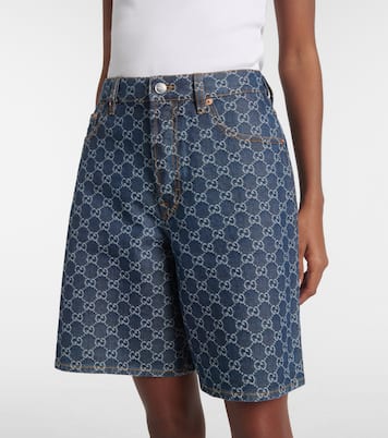 Bermudas de denim con piel | Gucci