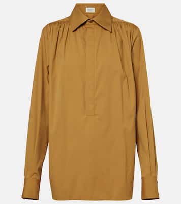 Blusa de mezcla de algodón fruncida | Saint Laurent