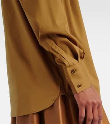 Blusa de mezcla de algodón fruncida | Saint Laurent