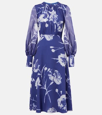 Abito midi in voile di seta con stampa | Erdem