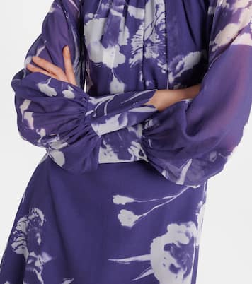 Abito midi in voile di seta con stampa | Erdem