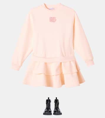 Kleid DG aus Baumwolle mit Pailletten | Dolce&Gabbana Kids