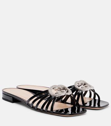 Alicia Interlocking G patent leather mules | Gucci