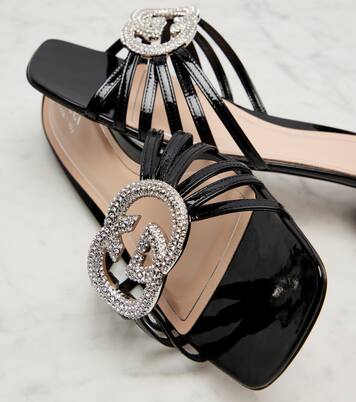 Alicia Interlocking G patent leather mules | Gucci