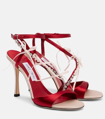 Lula 100 crystal-embellished satin sandals | Jimmy Choo