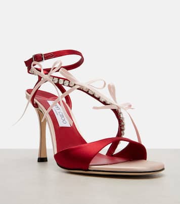 Lula 100 crystal-embellished satin sandals | Jimmy Choo