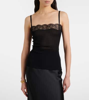 Top aus Seiden-Jersey mit Spitze | Saint Laurent