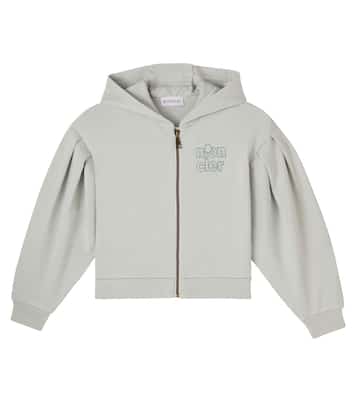Cropped logo cotton fleece hoodie | Moncler Enfant