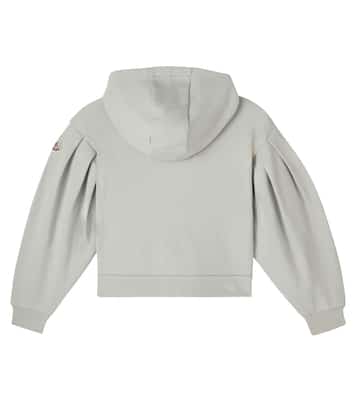 Cropped logo cotton fleece hoodie | Moncler Enfant