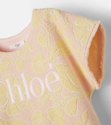 Logo floral cotton-blend terry dress | Chloé Kids
