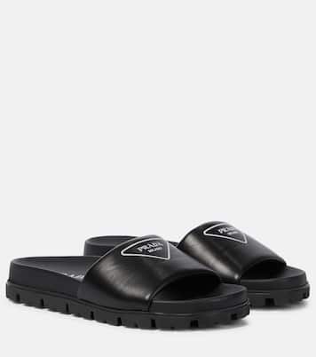 Logo leather slides | Prada