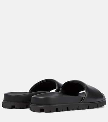 Logo leather slides | Prada