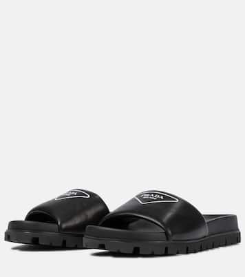Logo leather slides | Prada