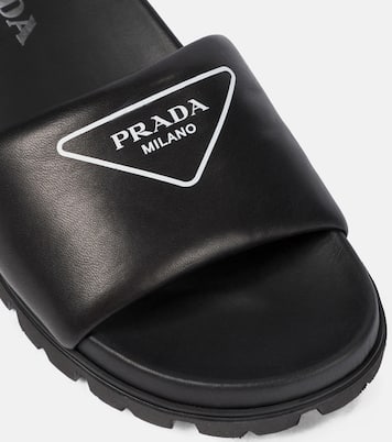 Logo leather slides | Prada