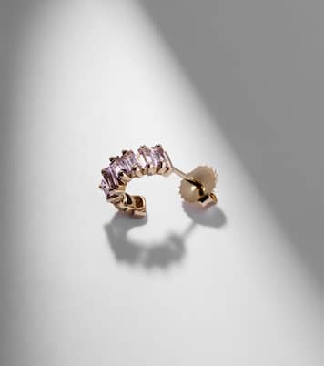 Boucle d'oreille unique Gia en or 14 ct et améthystes Rose de France | Suzanne Kalan