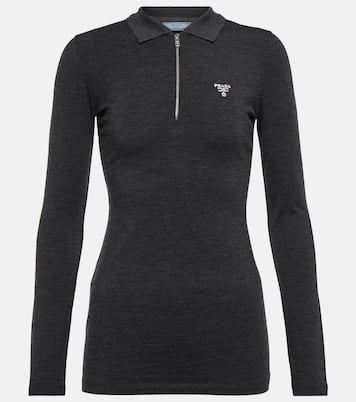 Logo wool-blend zip sweater | Prada