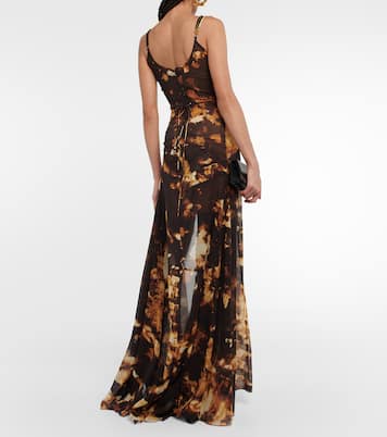 Printed silk-blend chiffon gown | KNWLS
