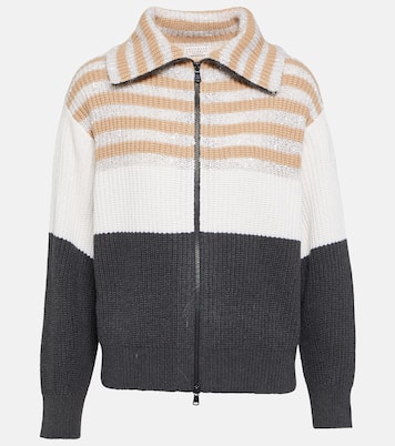 Pullover in lana, cashmere e seta a righe | Brunello Cucinelli
