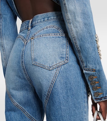 Distressed embellished bootcut jeans | Area