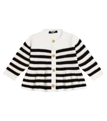 Bébé – Cardigan rayé en laine mélangée | Balmain Kids