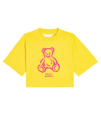 T-shirt raccourci en coton à logo | Palm Angels Kids