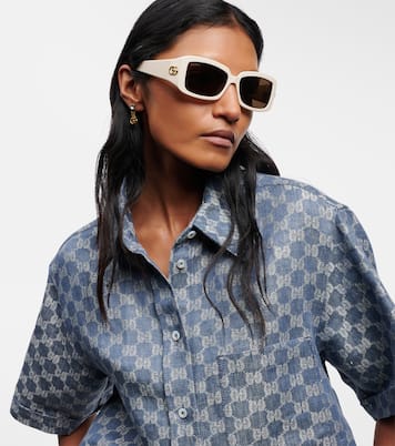 Occhiali da sole rettangolari Double G | Gucci