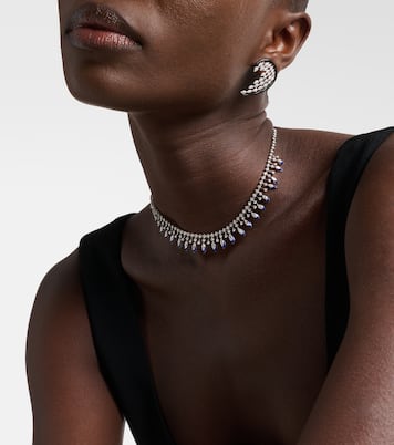 Marquise 18kt white gold and enamel choker with diamonds | Kamyen