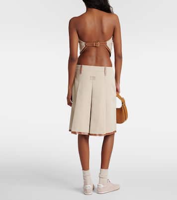Midirock aus Canvas mit Leder | Miu Miu