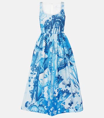 Abito midi in faille di misto cotone con stampa | Erdem