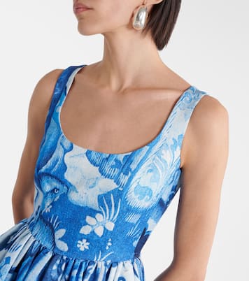 Abito midi in faille di misto cotone con stampa | Erdem