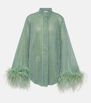 Hemd Lumière Plumage aus Lamé mit Federn | Oséree