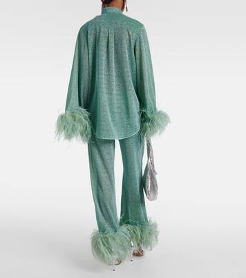 Hemd Lumière Plumage aus Lamé mit Federn | Oséree