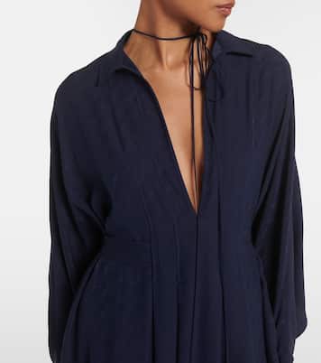 Abito midi Horsebit in seta | Gucci