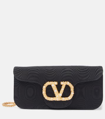 VLogo Signature embellished moiré clutch | Valentino Garavani