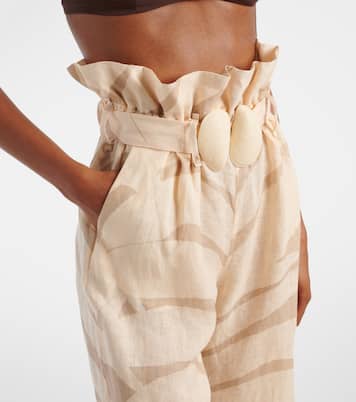 Pantalones anchos de lino de tiro alto | Johanna Ortiz