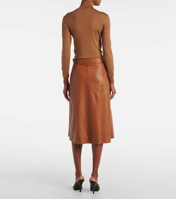 Jacqueline leather midi skirt  | Ralph Lauren Collection