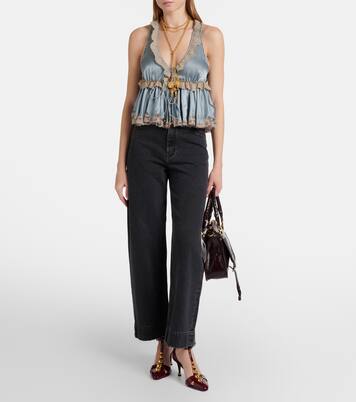 Lace-trimmed silk satin top | Chloé
