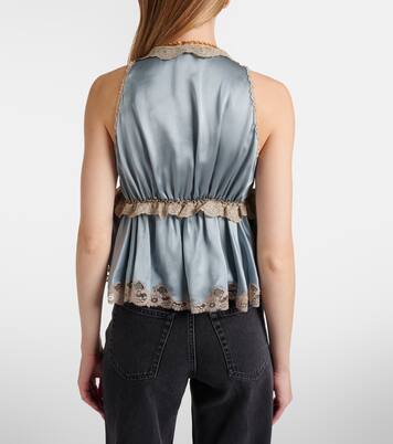 Lace-trimmed silk satin top | Chloé