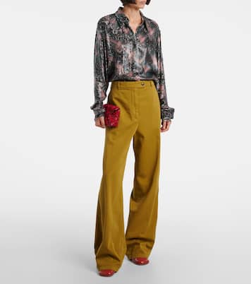 High-rise cotton wide-leg pants | Dries Van Noten