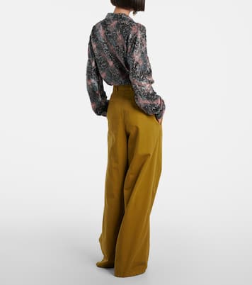 High-rise cotton wide-leg pants | Dries Van Noten