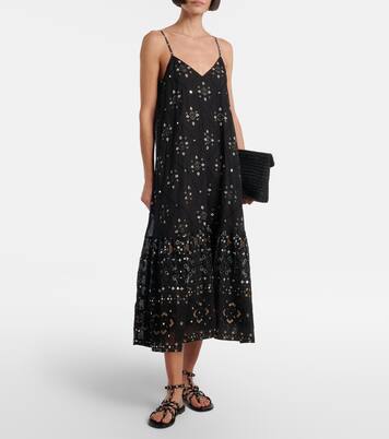 Embroidered cotton midi dress | Juliet Dunn