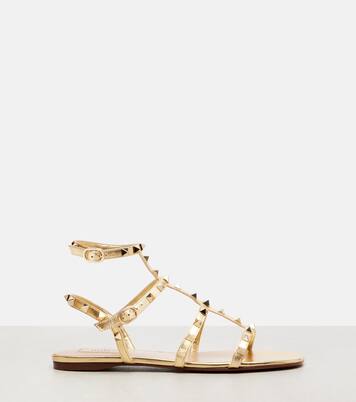 Sandalen Rockstud aus Metallic-Leder | Valentino Garavani