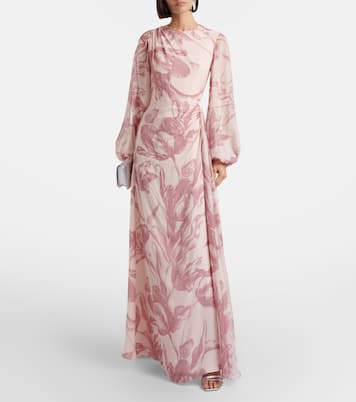 Robe longue en soie à fleurs | Erdem