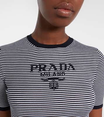 Logo striped silk sweater | Prada