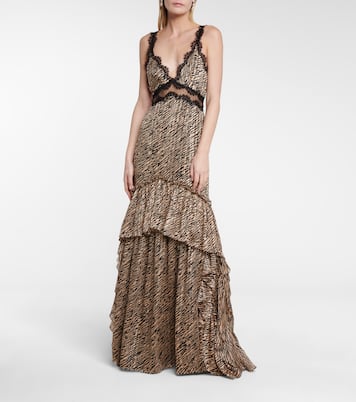 Farah tiger-print chiffon gown | Costarellos