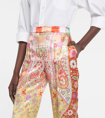 Pantalon droit en satin à fleurs | Etro