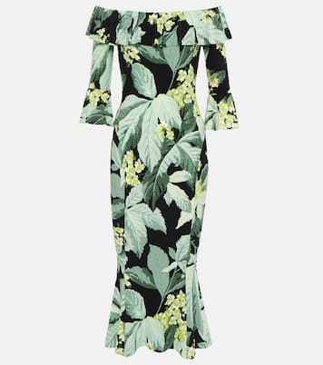 Off-shoulder printed midi dress | Norma Kamali
