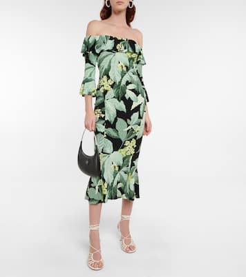 Off-shoulder printed midi dress | Norma Kamali