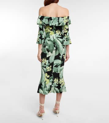 Off-shoulder printed midi dress | Norma Kamali